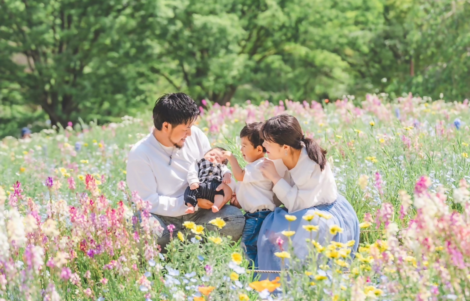 写真：公募写真 花畑の家族