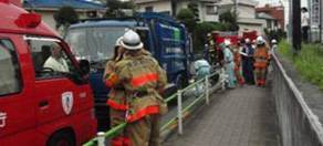 写真:市内で、不燃ごみの収集中に車輌火災が発生しました。