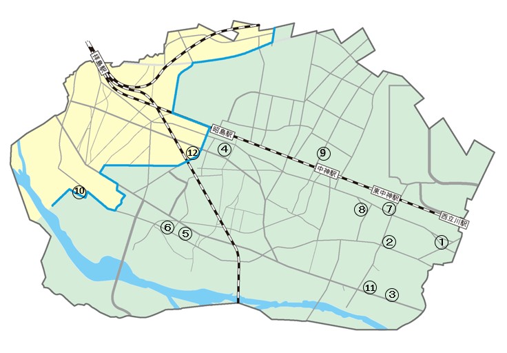 地図：し尿処理券取扱店位置