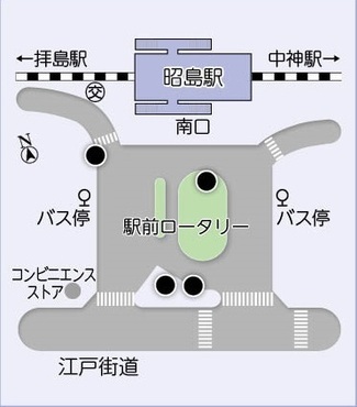 イラスト：街頭防犯カメラ設置場所　昭島駅南口4台