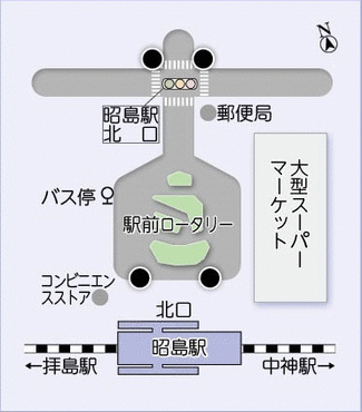 イラスト：街頭防犯カメラ設置場所　昭島駅北口4台