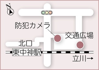 イラスト：街頭防犯カメラ設置場所　交通広場（東中神駅北口）