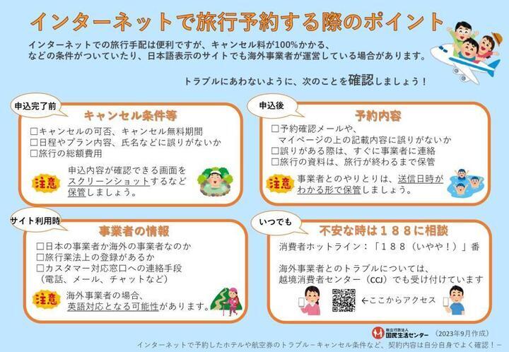 写真：インターネットで旅行予約をする際のポイント　チラシ