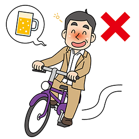 イラスト：自転車を飲酒運転している酔っ払い