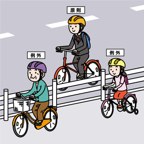 イラスト： 歩道を通行する例外2