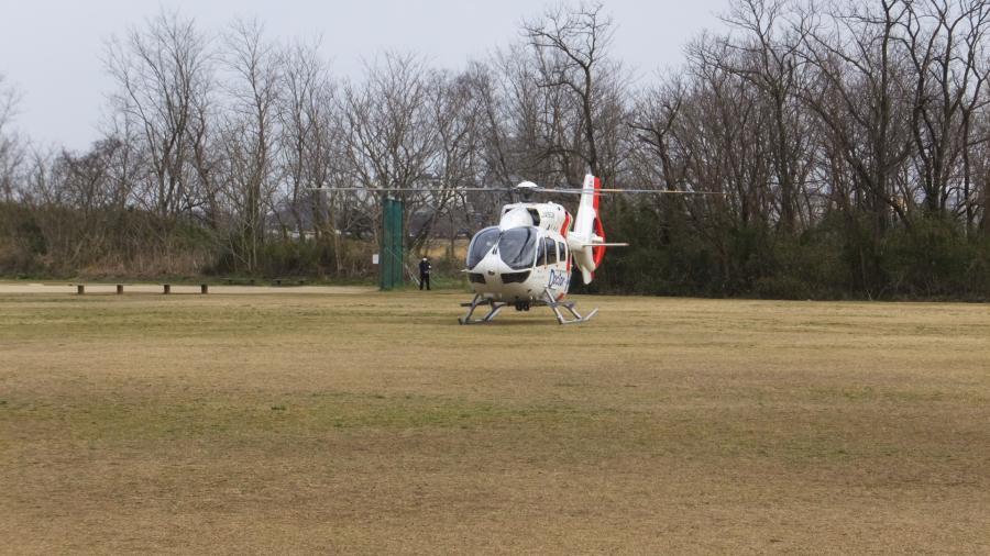 写真：ドクターヘリ着陸したところ