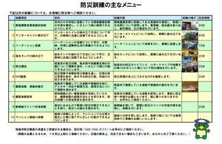 写真：防災訓練主なメニュー（昭島市）