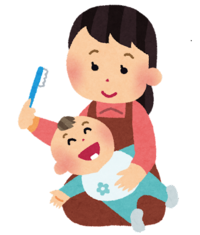 イラスト：赤ちゃんの仕上げ磨き