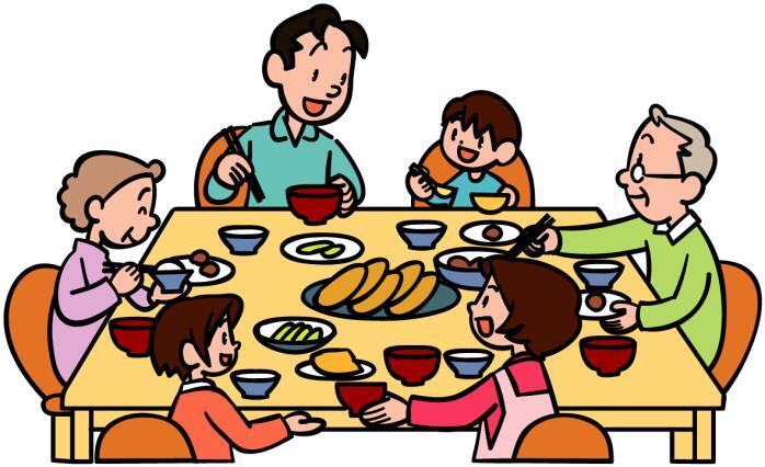 イラスト：家族で食事をする様子