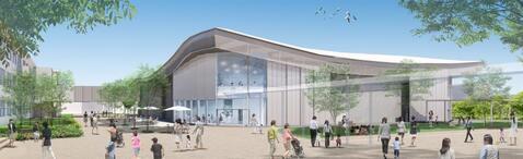 イラスト：既存校舎棟と新築棟外観