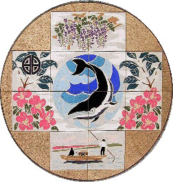 写真：拝島橋遊歩道のタイル画