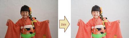 写真：編集前と編集後