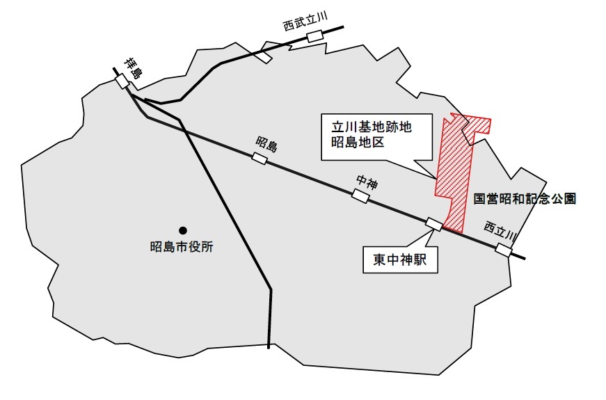 地図：立川基地跡地位置