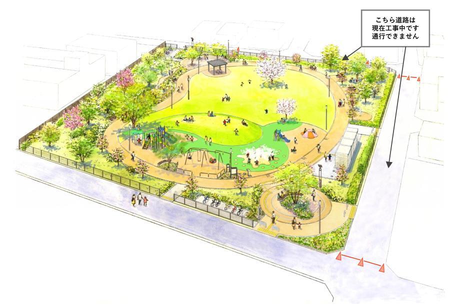 イラスト:南文化公園イメージ図(周辺道路は工事中のため通行できません)