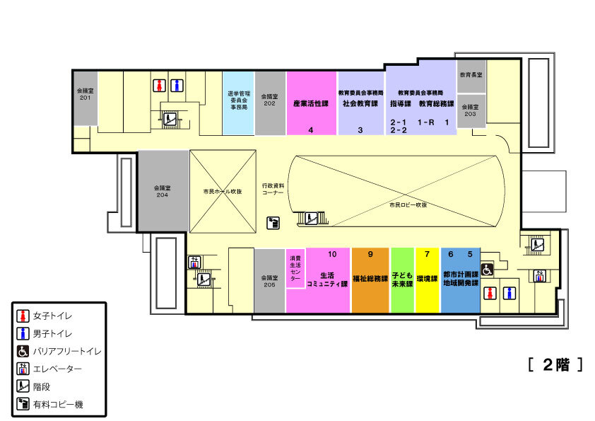 イラスト：市役所2階配置図
