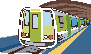 イラスト：駅のホームと電車