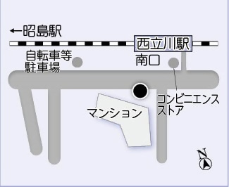 イラスト:街頭防犯カメラ設置場所、西立川駅南口