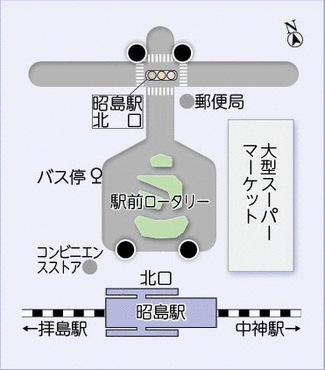 イラスト:街頭防犯カメラ設置場所、昭島駅北口