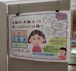 写真：避難所における女性や子供の犯罪対策パネル