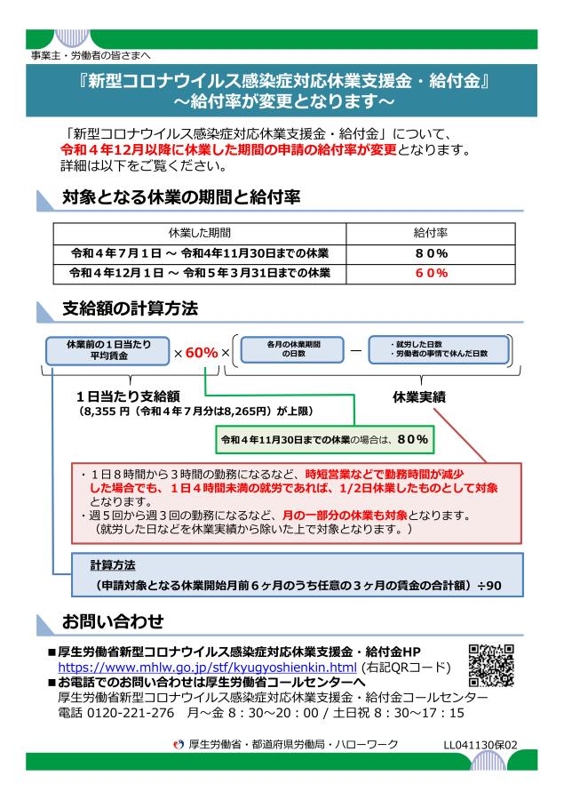 休業支援金変更確定