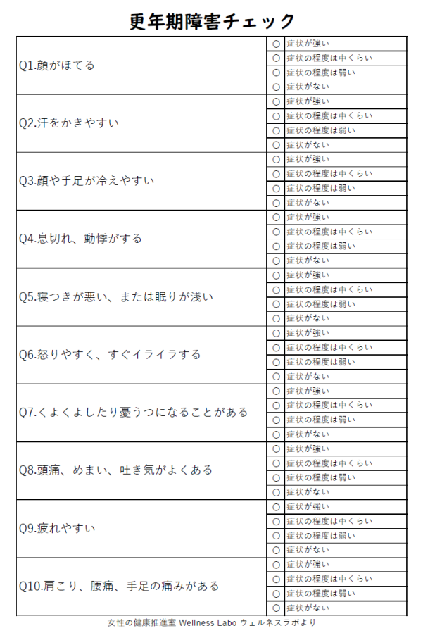 更年期障害チェック