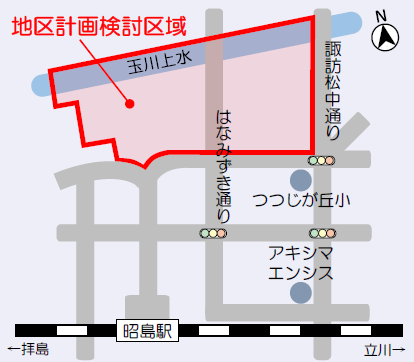 玉川上水南側地区地区計画区域図（説明会）