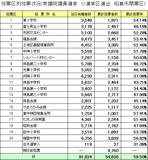 小選挙区選出投票状況